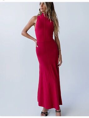 Brand New!  Never worn!
Bohme Sleeveless Mock Neck Maxi Dress - Fuchsia Red